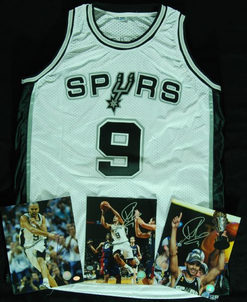 Tony Parker Signed Spurs Jersey with 8x10 Photos (4)