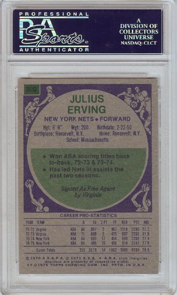 1975-76 Topps Julius Erving All-Star No. 300 PSA 9