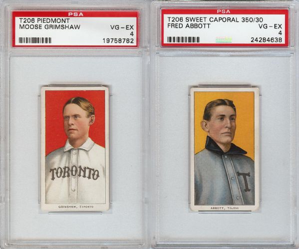 1909-11 T206 White Border PSA 4 Minor Leaguers (2)