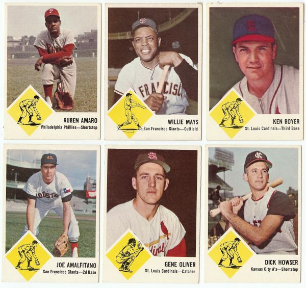 1963 Fleer Baseball Group (11) with Mays, Boyer