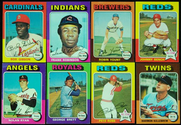 1975 Topps Baseball Group With Hall of Famers, Stars (34)