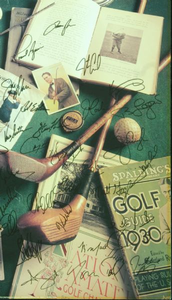 Golf HOFer & Greats Multi-Signed Michael Harrison Poster (30) with Tiger Woods, Mickelson (PSA/DNA)
