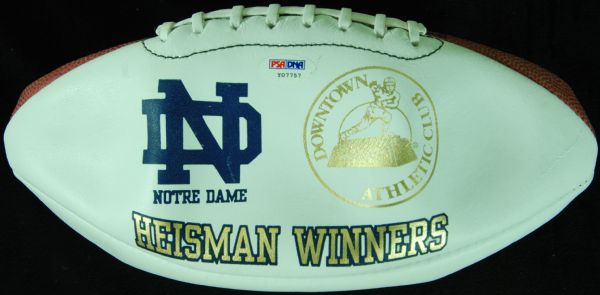 Notre Dame Heisman Winner Multi-Signed Football (7) (1341/5000) (PSA/DNA)