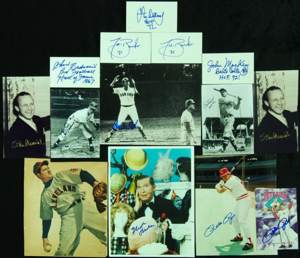 Multi-Sport & Entertainment Signed Photos/Index/Etc. Group (50) with HOFers