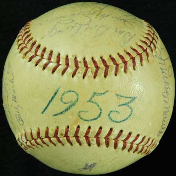 1953 New York Yankees World Champions Team-Signed OAL Baseball (26) (PSA/DNA)