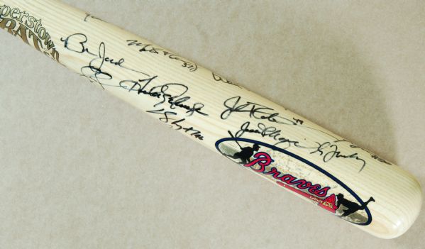 2000 Atlanta Braves Team-Signed Cooperstown Bat (23) with Chipper Jones, Maddux, Glavine (PSA/DNA)