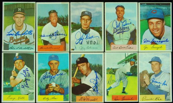 Signed 1954 Bowman Baseball Cards (10) with Newcombe, Kell, Roe