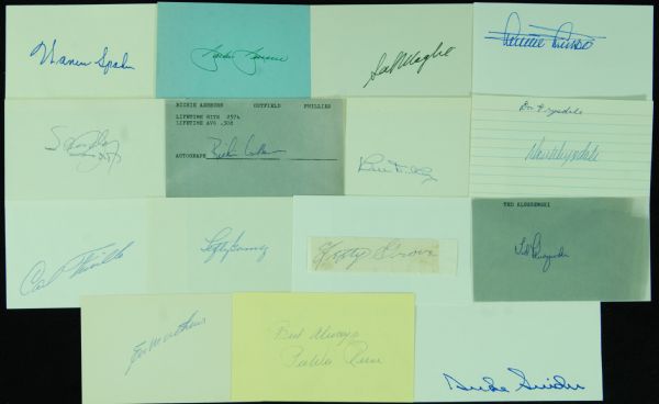 Vintage Baseball Signature Group with 10 HOFers, including Grove, Drysdale