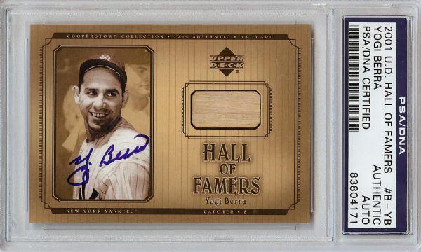 Yogi Berra Signed 2001 UD Cooperstown Collection Bat Card Insert (PSA/DNA)