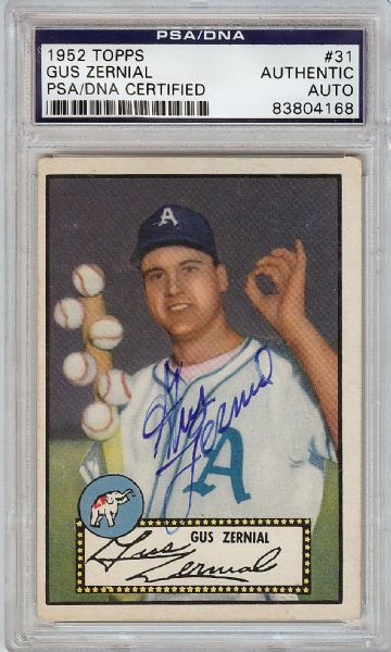 Gus Zernial Signed 1952 Topps No. 31 (PSA/DNA)