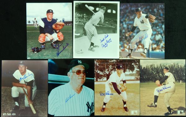 NY Yankees Signed 8x10 Photos (7) with Hunter, Larsen, Carey