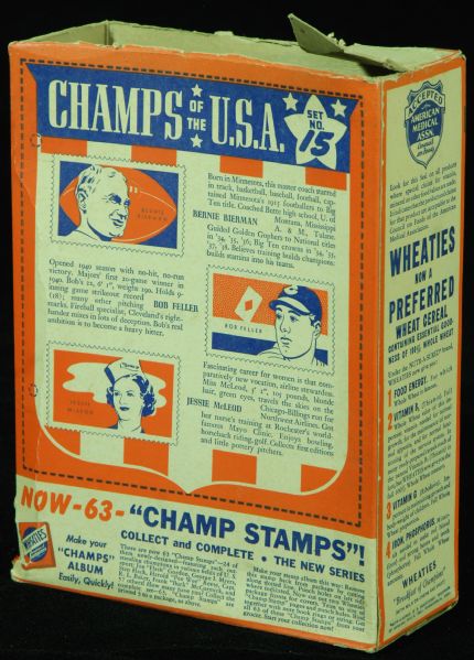 1949 Wheaties Box with Champs of the USA (Set No. 15) Uncut Panel