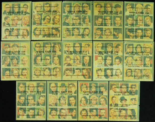 1932 Movie Stars National Screen Star Stamp Collection Near Set (14/21 Sheets)