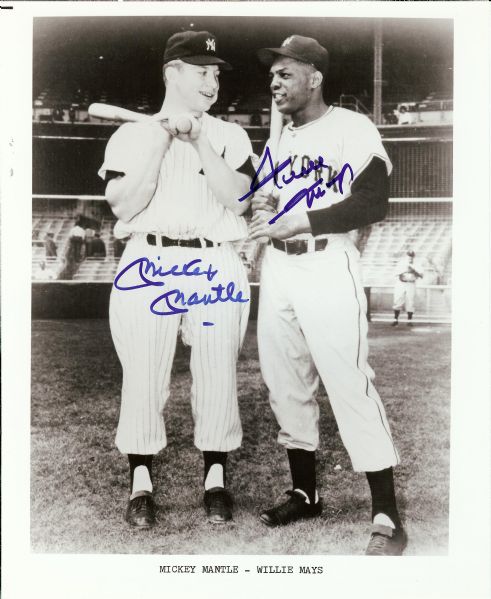 Mickey Mantle & Willie Mays Signed 8x10 Photo