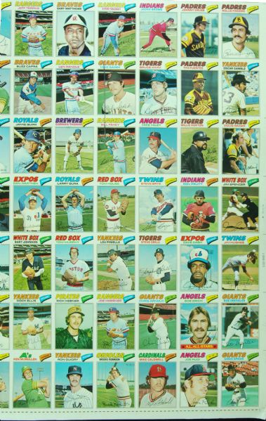 1977 Topps Baseball Uncut Sheet
