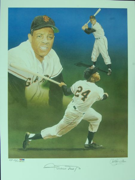 Willie Mays Signed Paluso Lithograph (Artist's Proof 28/50) (PSA/DNA)