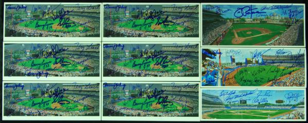 Collection of Bill Goff Multi-Signed Postcards (9) with 100+ Signatures