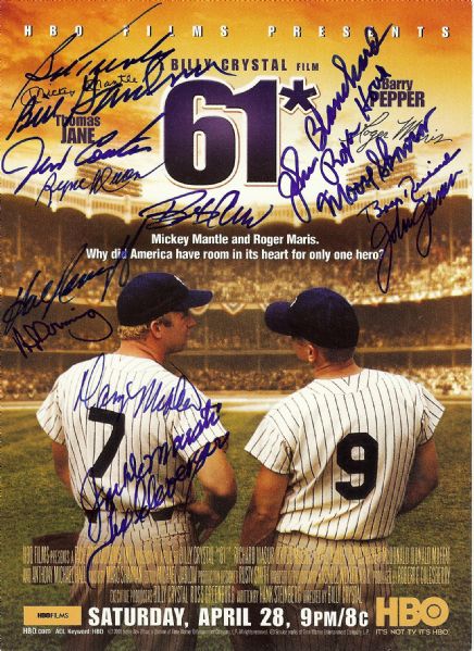 Multi-Signed 1961 Yankees 61 HBO 5x7 Movie Promo (15 Signatures)