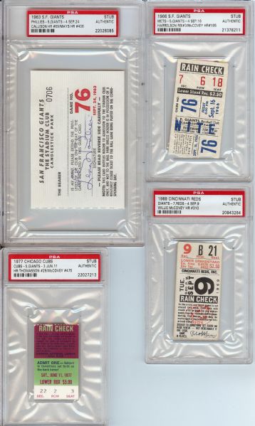 1960s-70s Willie Mays and Willie McCovey Home Run Ticket Stubs (12) (PSA/DNA)