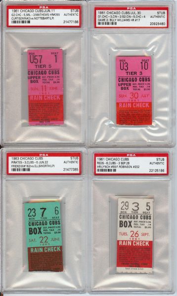 1960s Chicago Cubs Ticket Group (16) with Milestones (PSA/DNA)
