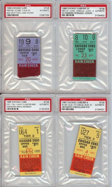 1960s Chicago Cubs Ticket Group (16) with Milestones (PSA/DNA)