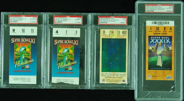 1970s-2000s Super Bowl Ticket Stubs & Field Passes Group (10) (PSA/DNA)