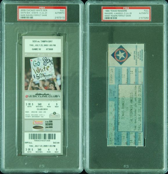 Perfect Game Full Tickets (2) with Kenny Rogers, Mark Buehrle (PSA/DNA)