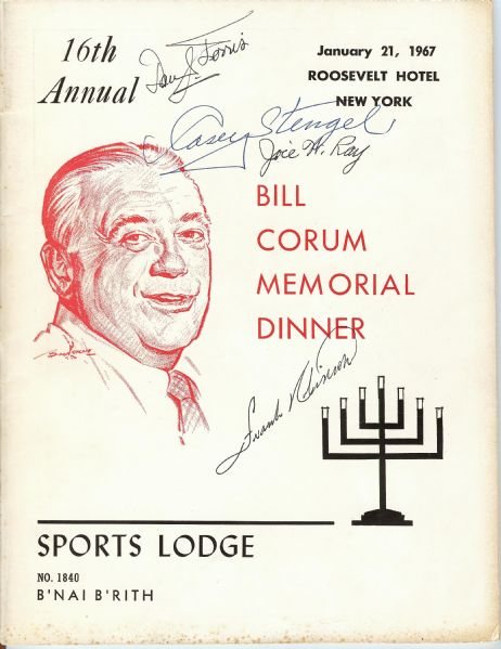 Casey Stengel, Frank Robinson & Others Signed Bill Corum Memorial Dinner Program (1967)