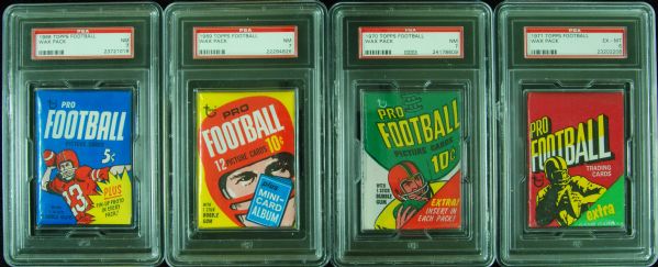 1968-71 Topps Football Unopened Wax Pack Run (4) All PSA-Graded)