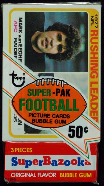 1978 Topps Football 'Test Issue' Unopened Super-Cello Pack with No. 333 Payton/Van Eeghen LL On Top