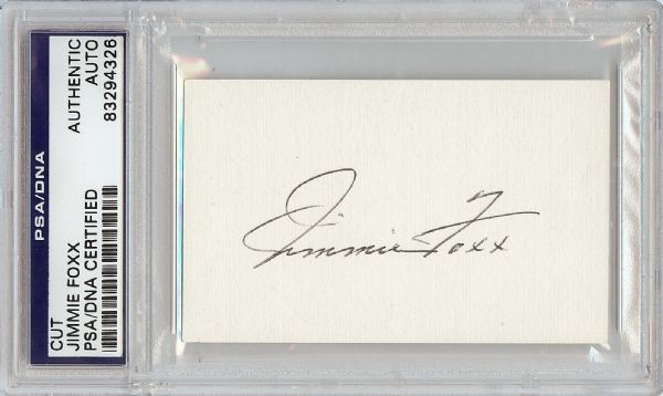 Jimmie Foxx Signed 2x3.5 Index Card (PSA/DNA)