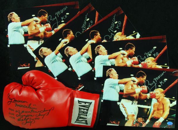 Ray Mercer Signed Everlast Glove (JSA) with 8x10 Photos (6)