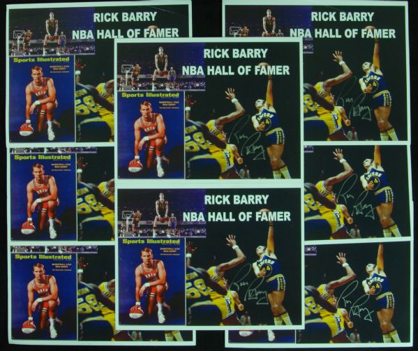 Rick Barry Signed Hall of Fame Posters Group (8)