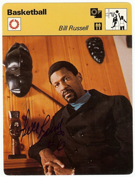 Bill Russell Signed 1977 Sportscaster Card (PSA/DNA)