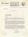 Dan Reeves Signed Typed Letter on Rams Stationary (1947) (PSA/DNA)