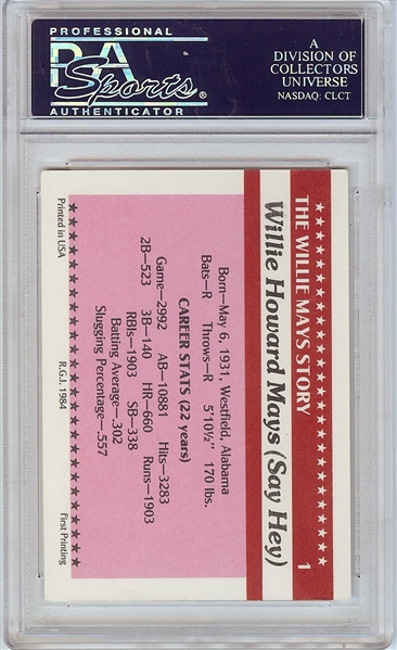 1984 Renata Galasso The Willie Mays Story Set with Signed Card No. 1 (PSA/DNA)