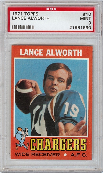 1971 Topps Lance Alworth No. 10 PSA 9 (Hiighest Graded)