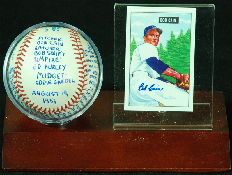 Lot Detail - Bob Cain Single-Signed Eddie Gaedel Story OAL Baseball ...