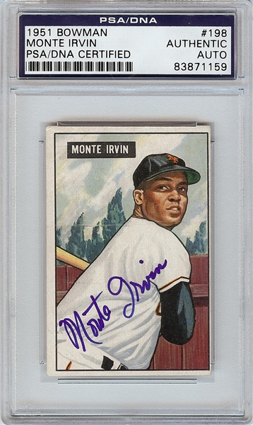 Monte Irvin Signed 1951 Bowman RC No. 198 (PSA/DNA)