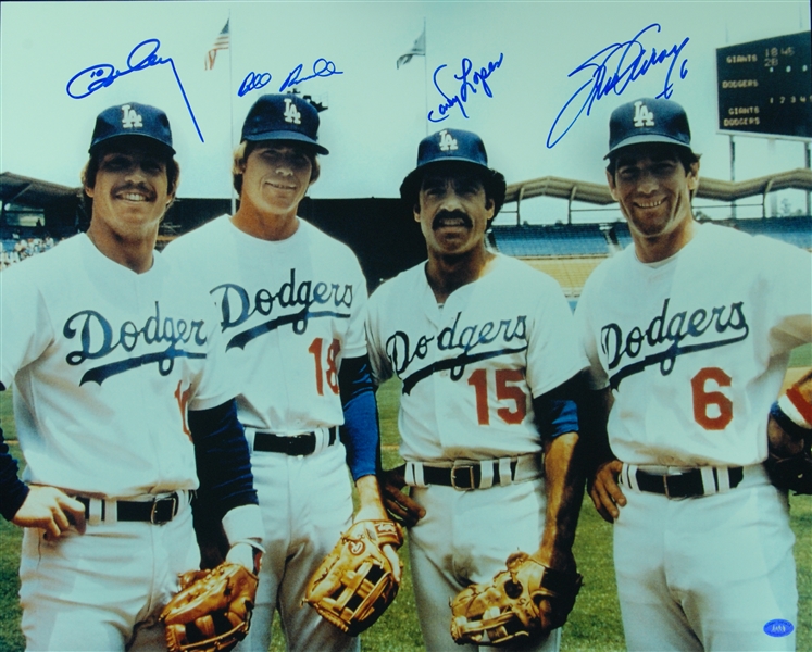 Ron Cey, Bill Russell, Davey Lopes & Steve Garvey Signed 16x20 Photo