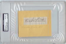 Babe Ruth Cut Signature Dated 1937 (Graded PSA/DNA 10)