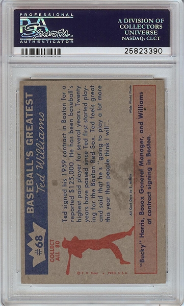 1959 Fleer Ted Williams Ted Signs for 1959 No. 68 PSA 5