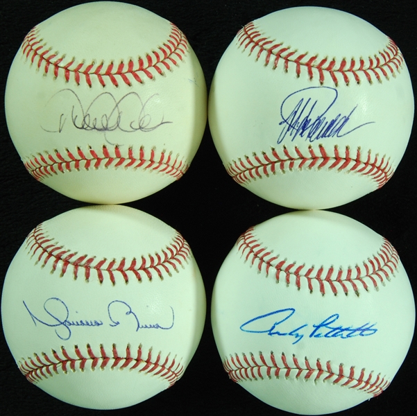 NY Yankees The Core Four Single-Signed OML Baseballs (4) with Jeter, Rivera