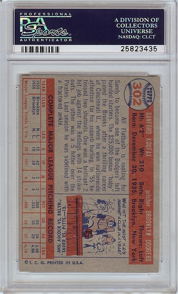 1957 Topps Sandy Koufax No. 302 PSA 6