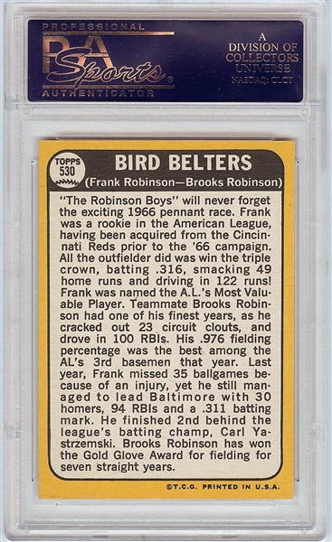 1968 Topps Bird Belters F. Robinson/B.Robinson No. 530 PSA 10 GEM MINT