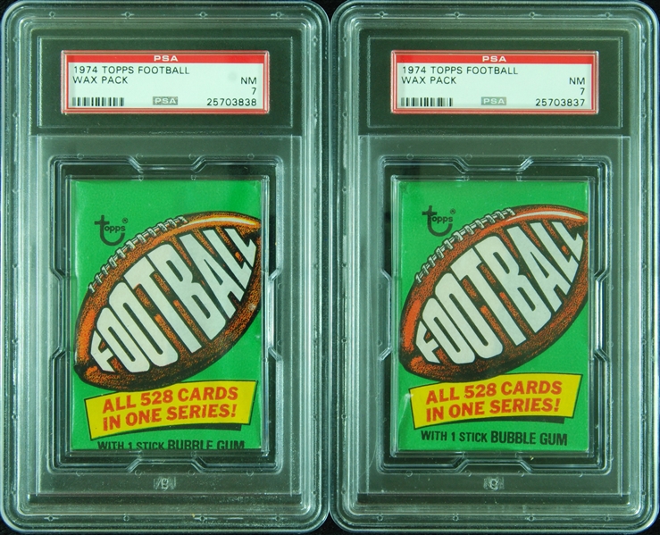 1974 Topps Football Wax Pack Pair (2) (Graded PSA 7)