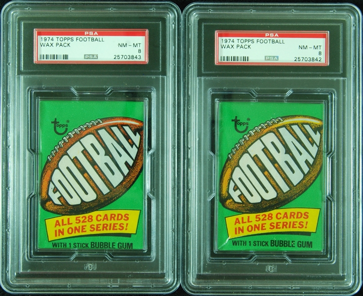 1974 Topps Football Wax Pack Pair (2) (Graded PSA 8)