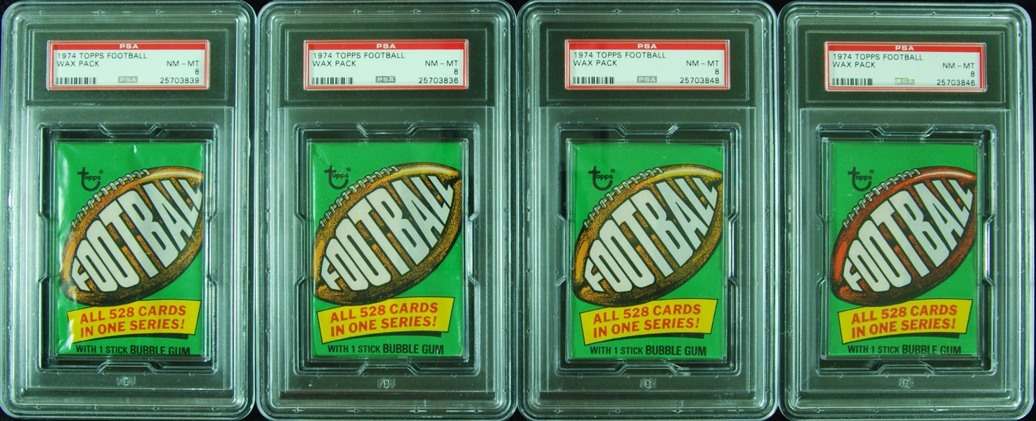 1974 Topps Football Wax Pack Group (4) (Graded PSA 8)