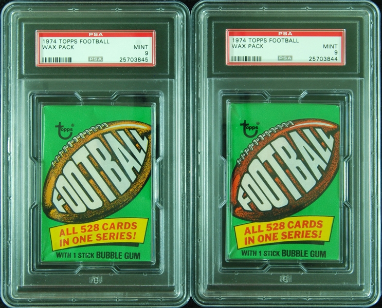 1974 Topps Football Wax Pack Pair (2) (Graded PSA 9) (Highest Graded)