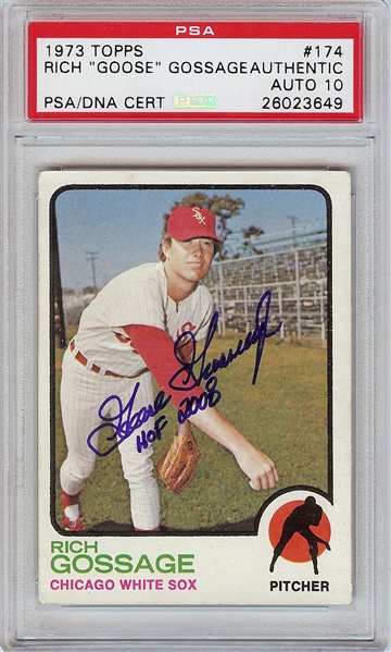 Goose Gossage Signed 1973 Topps RC No. 174 (Graded PSA/DNA 10)